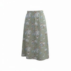 USA Y2K Karen Kane 220 Hickory Floral Sage Green Midi Full Skirt Women's XLG PT